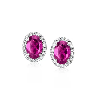 Ross-simons Rhodolite Garnet Earrings With . Diamonds In Platinum