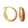Ross-simons Rhodolite Garnet Moon Hoop Earrings In 18kt Gold Over Sterling In Purple