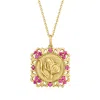 Ross-simons Rhodolite Garnet Rose Pendant Necklace In 18kt Gold Over Sterling In Multi