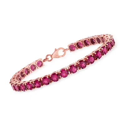 Ross-simons Rhodolite Garnet Tennis Bracelet In 18kt Rose Gold Over Sterling In Multi