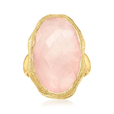 Ross-simons Rose Quartz Ring In 18kt Gold Over Sterling In Pink