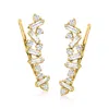 Ross-simons Round And Baguette Diamond Ear Climbers In 14kt Yellow Gold In Silver
