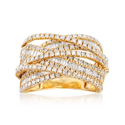 Ross-simons Round And Baguette Diamond Highway Ring In 14kt Yellow Gold In White