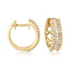 Ross-simons Round And Baguette Diamond Hoop Earrings In 18kt Gold Over Sterling In White