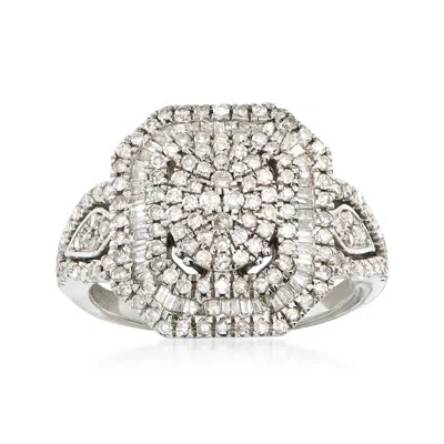 Ross-simons Round And Baguette Diamond Multi-level Ring In Sterling Silver In White