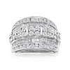 Ross-simons Round And Baguette Diamond Multi-row Ring In Sterling Silver In White