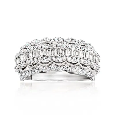 Ross-simons Round And Baguette Diamond Ring In 14kt White Gold