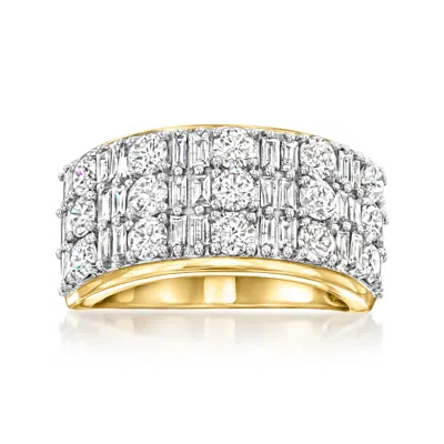 Ross-simons Round And Baguette Diamond Ring In 14kt Yellow Gold In White