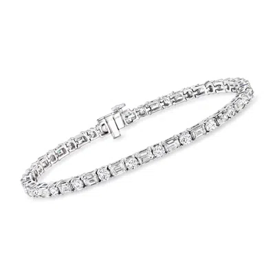 Ross-simons Round And Emerald-cut Lab-grown Diamond Tennis Bracelet In 14kt White Gold