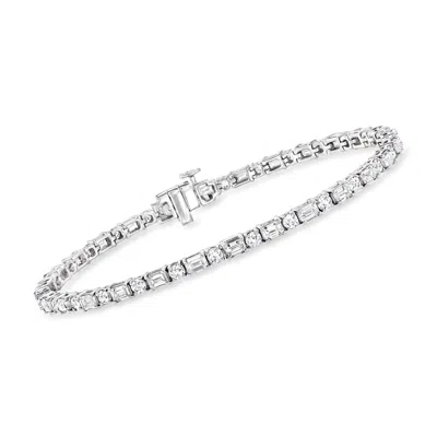 Ross-simons Round And Emerald-cut Lab-grown Diamond Tennis Bracelet In 14kt White Gold In Multi