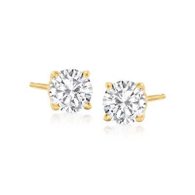 Ross-simons Round Diamond Stud Earrings In 14kt Yellow Gold In Multi