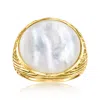 Ross-simons Round Mother-of-pearl Ring In 18kt Gold Over Sterling