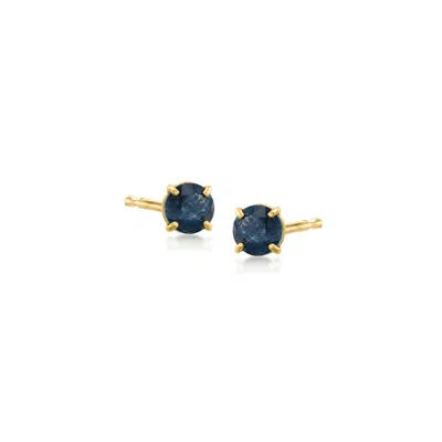Ross-simons Round Sapphire Stud Earrings In 14kt Yellow Gold