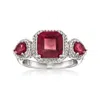 Ross-simons Ruby 3-stone Ring In Sterling Silver In Red