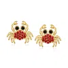 Ross-simons Ruby And . Black Spinel Crab Earrings In 18kt Gold Over Sterling In Red