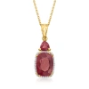 Ross-simons Ruby And . Diamond Pendant Necklace In 18kt Gold Over Sterling In Multi