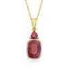 Ross-simons Ruby And . Diamond Pendant Necklace In 18kt Gold Over Sterling In Red