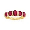 Ross-simons Ruby And .11. Ct. T. W. Diamond Ring In 14kt Yellow Gold In Red