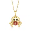 Ross-simons Ruby And . Black Spinel Crab Pendant Necklace With Diamond Accent In 18kt Gold Over Sterling In Multi