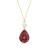 Ross-simons Ruby And Cultured Pearl Drop Necklace In 14kt Yellow Gold In Multi
