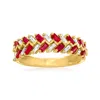 Ross-simons Ruby And . Diamond Baguette Ring In 14kt Yellow Gold In Multi