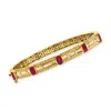 Ross-simons Ruby And . Diamond Bangle Bracelet In 18kt Gold Over Sterling In Multi