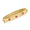 Ross-simons Ruby And . Diamond Bangle Bracelet In 18kt Gold Over Sterling In Multi