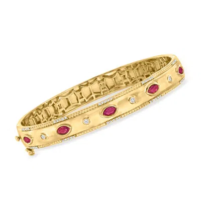 Ross-simons Ruby And . Diamond Bangle Bracelet In 18kt Gold Over Sterling In Multi