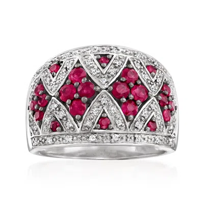 Ross-simons Ruby And . Diamond Dome Ring In Sterling Silver In Red