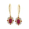 Ross-simons Ruby And . Diamond Drop Earrings In 14kt Yellow Gold In Red