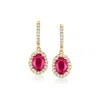 ROSS-SIMONS RUBY AND . DIAMOND DROP EARRINGS IN 18KT YELLOW GOLD
