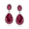 Ross-simons Ruby And . Diamond Drop Earrings In Sterling Silver In Red