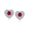 ROSS-SIMONS RUBY AND . DIAMOND HEART STUD EARRINGS IN 14KT YELLOW GOLD