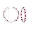 Ross-simons Ruby And Diamond Inside-outside Hoop Earrings In Sterling Silver In Red