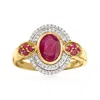 Ross-simons Ruby And . Diamond Oval Ring In 14kt Yellow Gold In Red