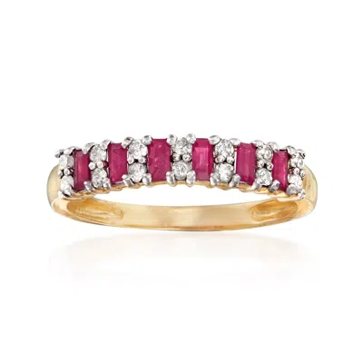 Ross-simons Ruby And . Diamond Ring In 14kt Yellow Gold In Red