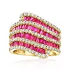 Ross-simons Ruby And . Diamond Ring In 14kt Yellow Gold In Red