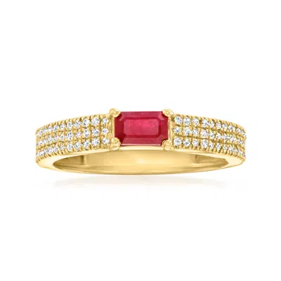 Ross-simons Ruby And . Diamond Ring In 14kt Yellow Gold In Red