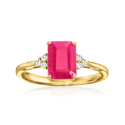 Ross-simons Ruby And . Diamond Ring In 18kt Yellow Gold In Red