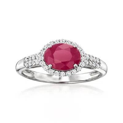 Ross-simons Ruby And . Diamond Ring In Platinum In Red