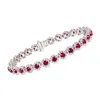 Ross-simons Ruby And Diamond Tennis Bracelet In 14kt White Gold In Multi