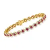 Ross-simons Ruby And Diamond Tennis Bracelet In 14kt Yellow Gold In Multi
