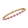 Ross-simons Ruby And Diamond Tennis Bracelet In 18kt Gold Over Sterling