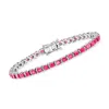 Ross-simons Ruby And . Diamond Tennis Bracelet In Sterling Silver In Multi