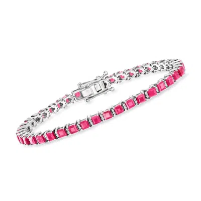 Ross-simons Ruby And . Diamond Tennis Bracelet In Sterling Silver In Multi