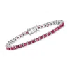 Ross-simons Ruby And . Diamond Tennis Bracelet In Sterling Silver In Multi