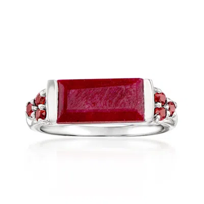 Ross-simons Ruby And . Garnet Ring In Sterling Silver In Red