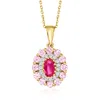 Ross-simons Ruby And . Pink Sapphire Pendant Necklace With . Diamond In 14kt Yellow Gold In Multi
