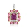 ROSS-SIMONS RUBY AND PINK SAPPHIRE PENDANT WITH . DIAMONDS IN 14KT YELLOW GOLD