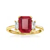 Ross-simons Ruby And . White Topaz Ring In 18kt Gold Over Sterling In Red